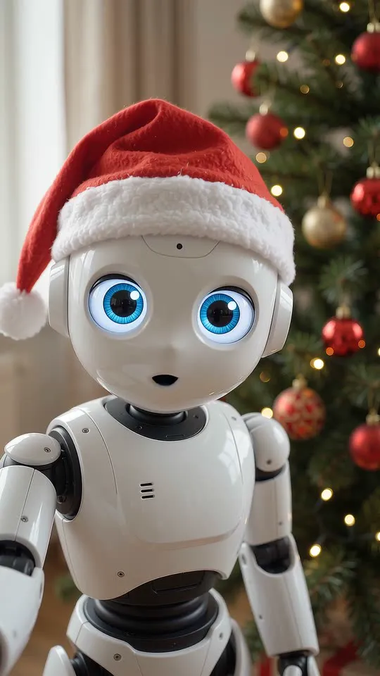 Robot w czapce Mikołaja